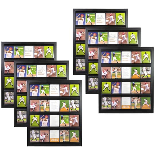 michaels baseball card display case with LED Light & UV Protection High Transparency Acrylic Cube Holder for Balls, Pool Balls, Tennis Balls, Golf Balls,Cards, Memorabilia Gifts Clear case with black base 6 Pack: Collector Sports Card